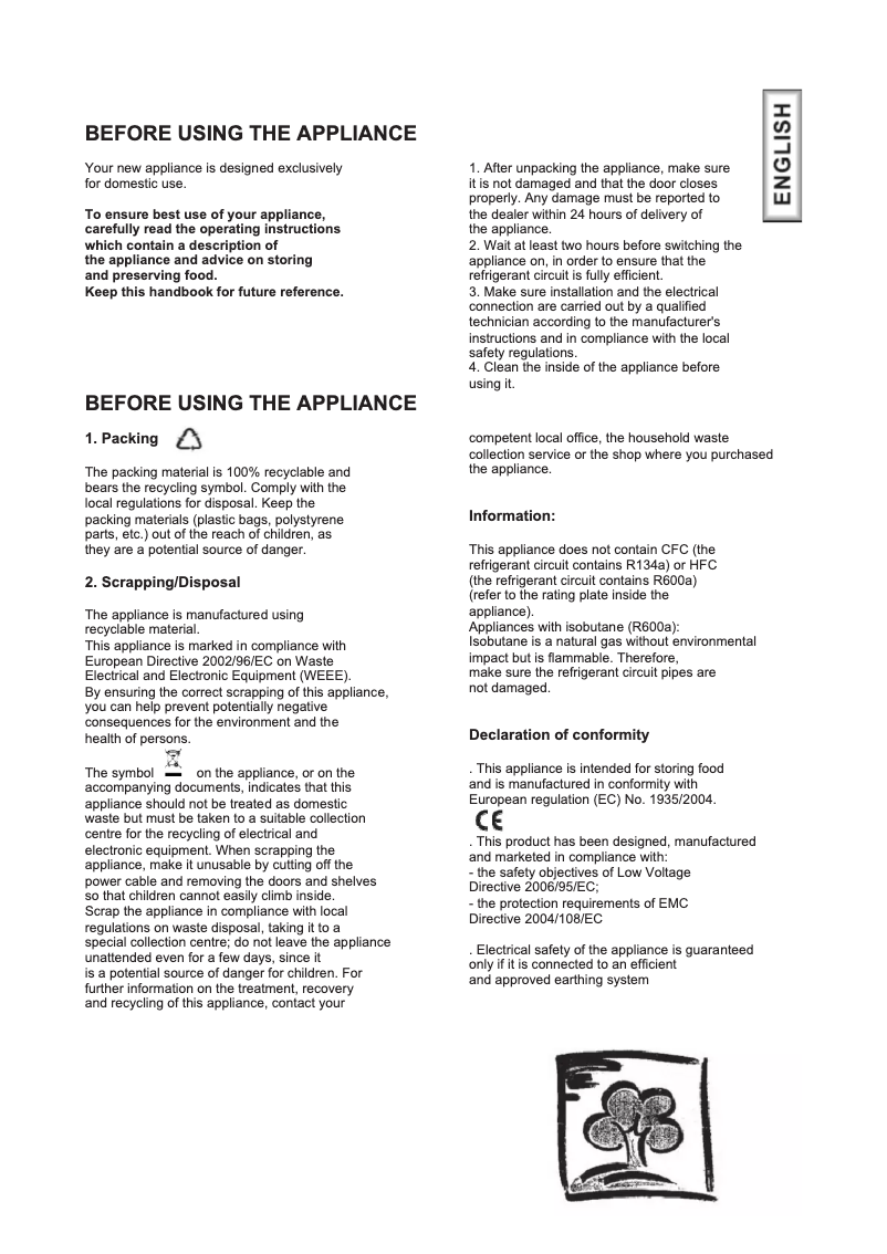 Page n°1 - Manuel utilisateur Candy CFZE 5485 S