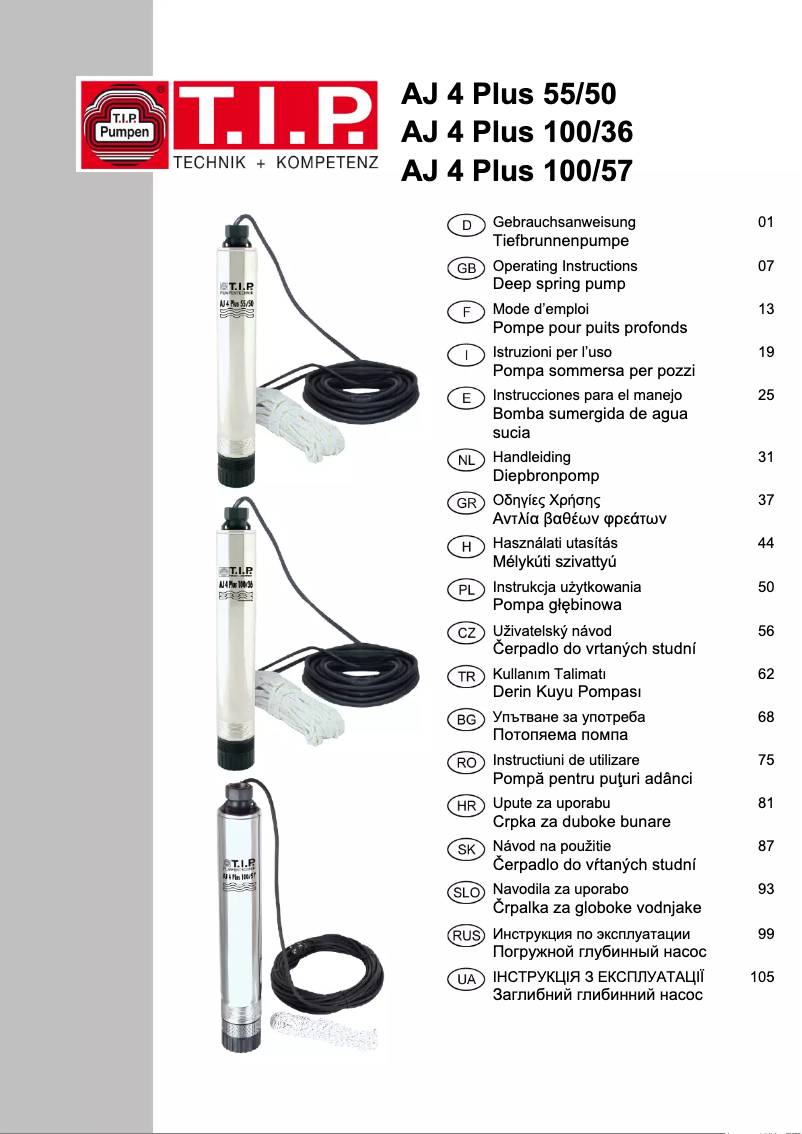 Image de la première page du manuel de l'appareil - AJ 4 Plus 55/50
