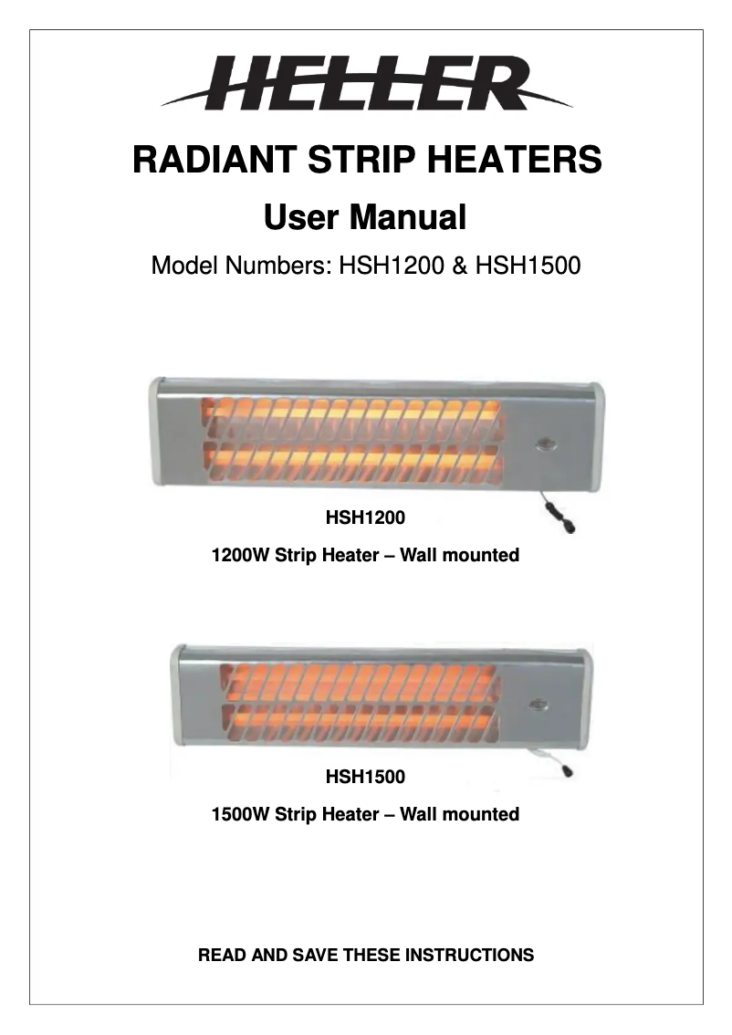 Image de la première page du manuel de l'appareil HSH1500