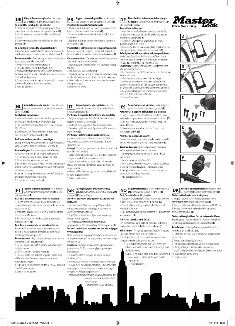 Page n°1 - Manuel utilisateur Master Lock 8285