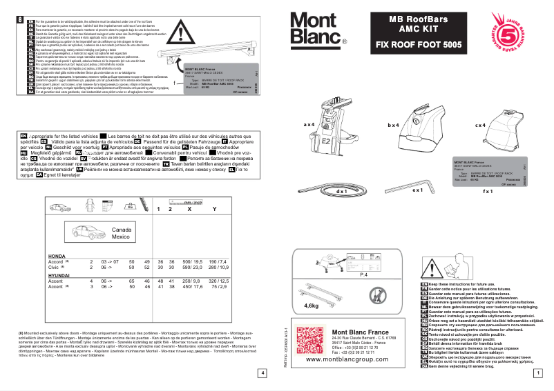 Page 1 de la notice Manuel utilisateur Mont Blanc AMC 5005