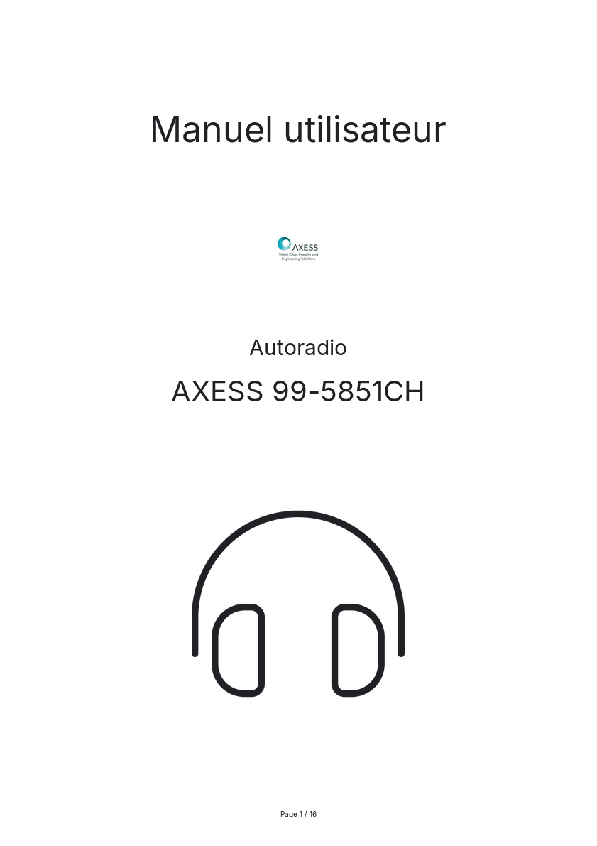 Page n°1 - Manuel utilisateur AXESS 99-5851CH