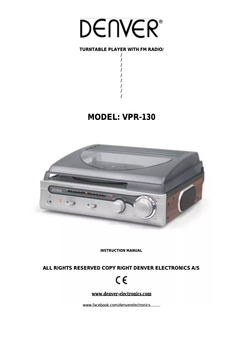 Imagen de la primera página del manual del dispositivo VPR-130