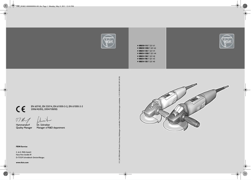 Page n°1 - Manuel utilisateur Fein WPO 14-25 E