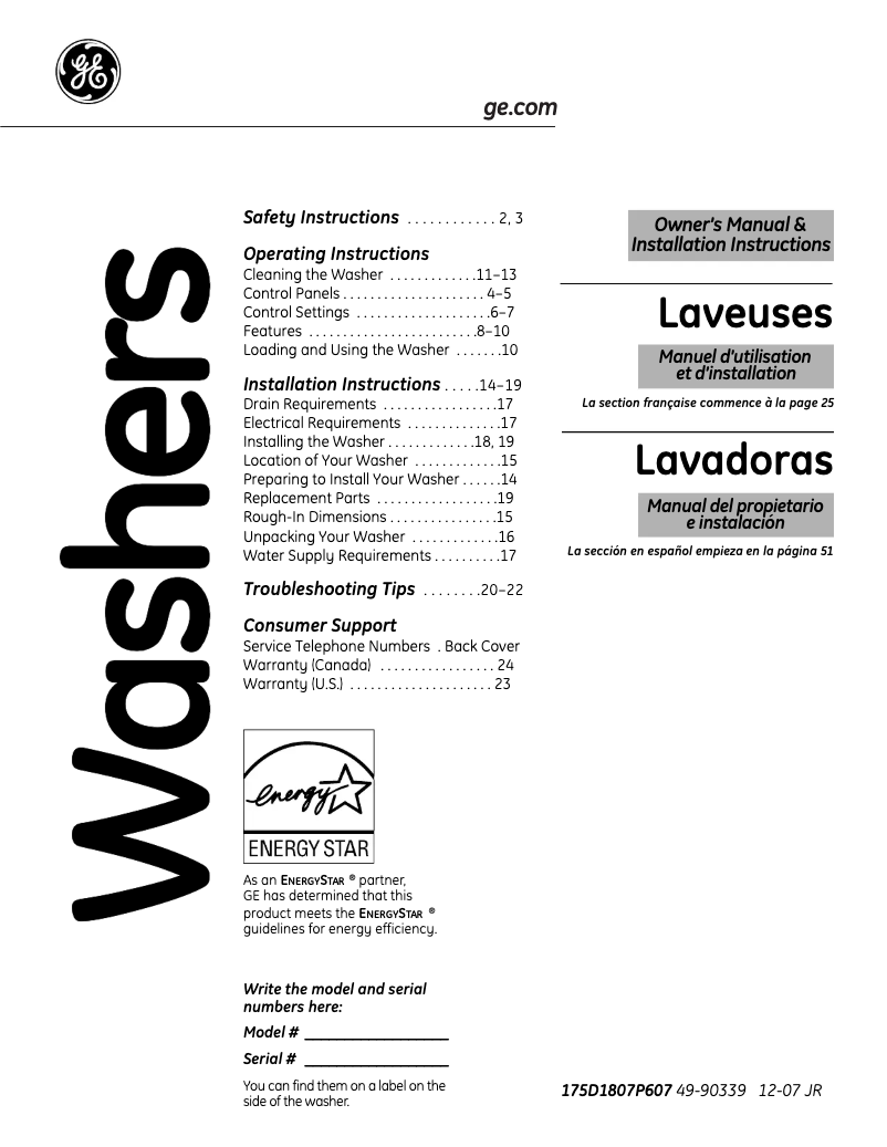 Image de la première page du manuel de l'appareil WCVH6800JMV