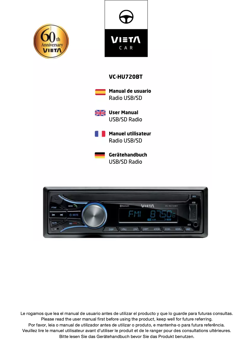 Page n°1 - Manuel utilisateur Vieta VC-HU720BT