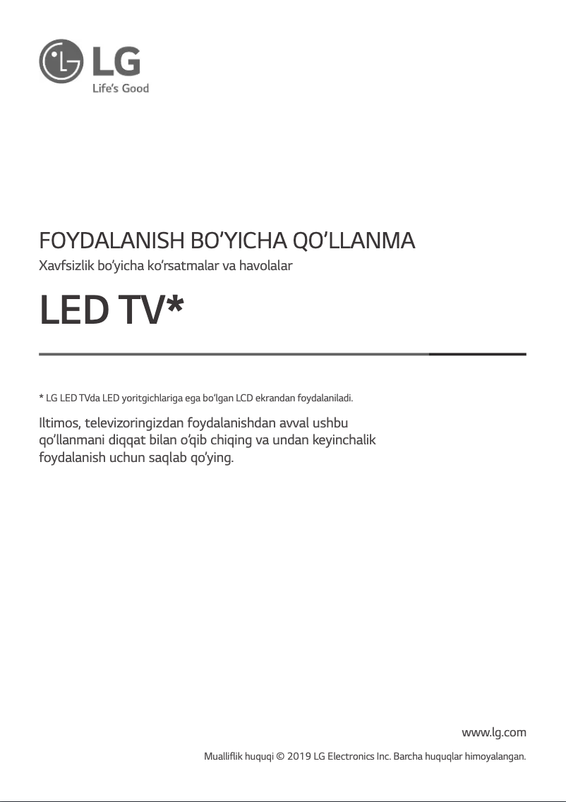 Image de la première page du manuel de l'appareil 65UM7300PLB