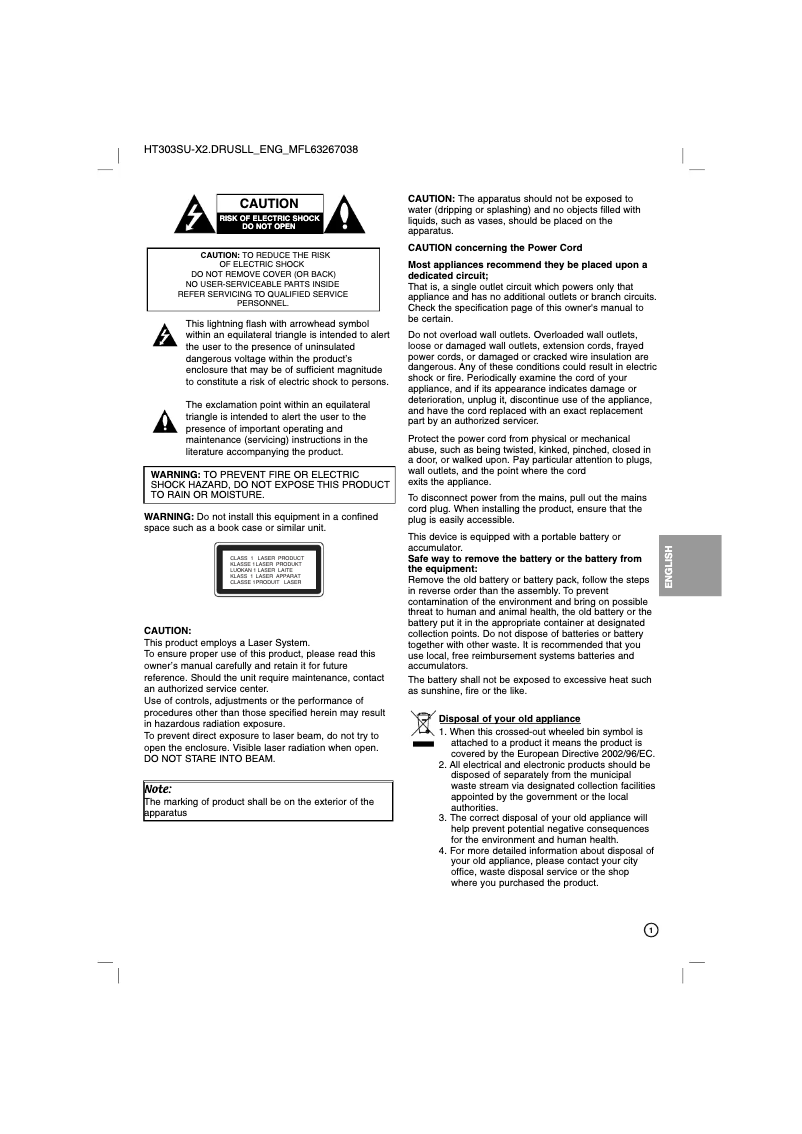 Page n°1 - Manuel utilisateur LG LH-T3039X