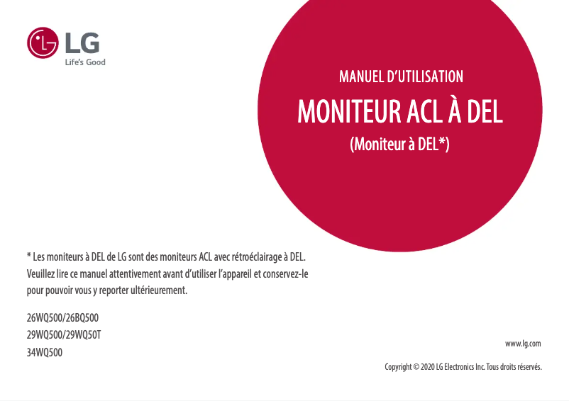 Page n°1 - Manuel utilisateur LG 26WQ500