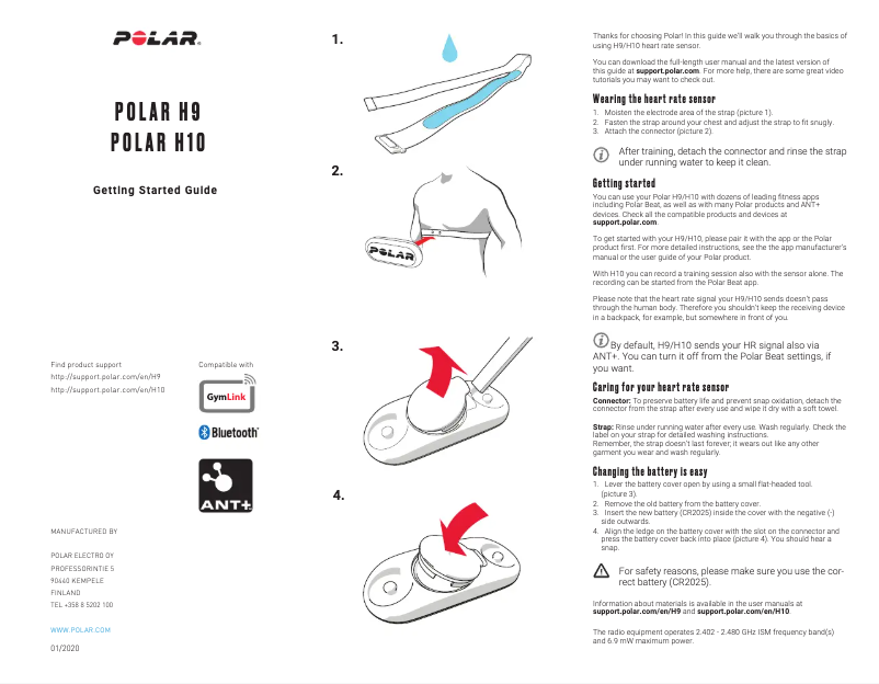Page 1 de la notice Guide de démarrage rapide Polar H9