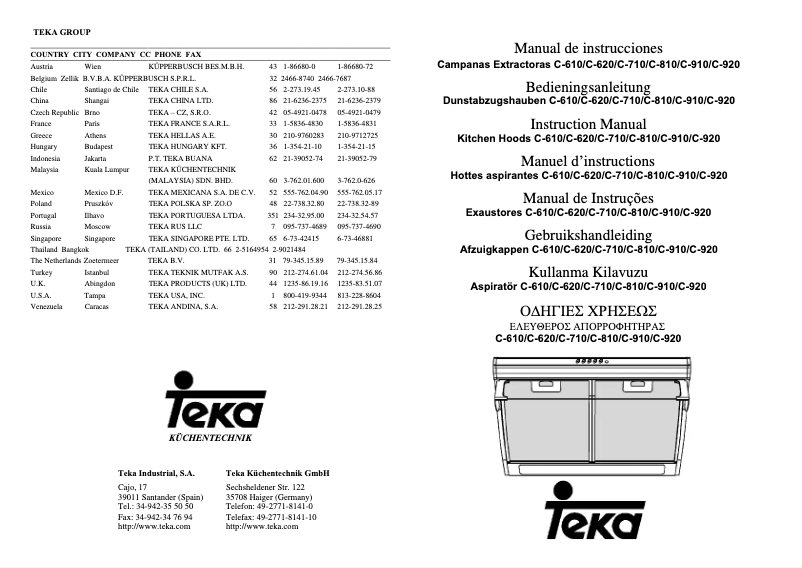 Page 1 de la notice Manuel utilisateur Teka C 910