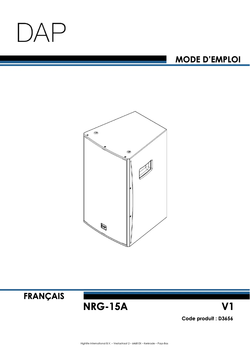 Page n°1 - Manuel utilisateur DAP-Audio NRG-15A