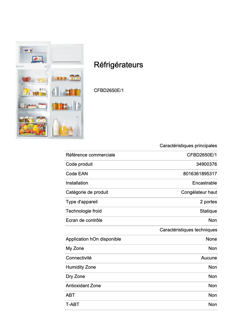 Image de la première page du manuel de l'appareil CFBD2650E/1