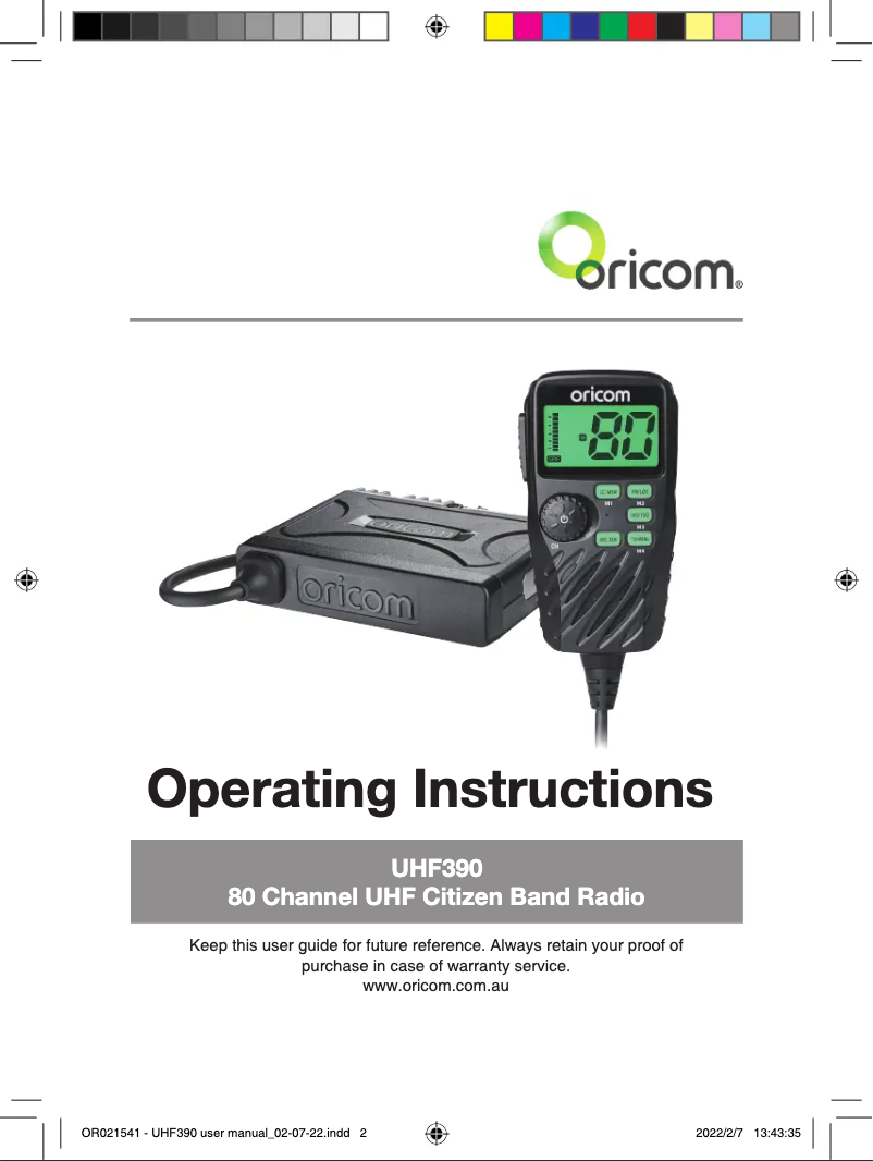 Imagen de la primera página del manual del dispositivo UHF390TP