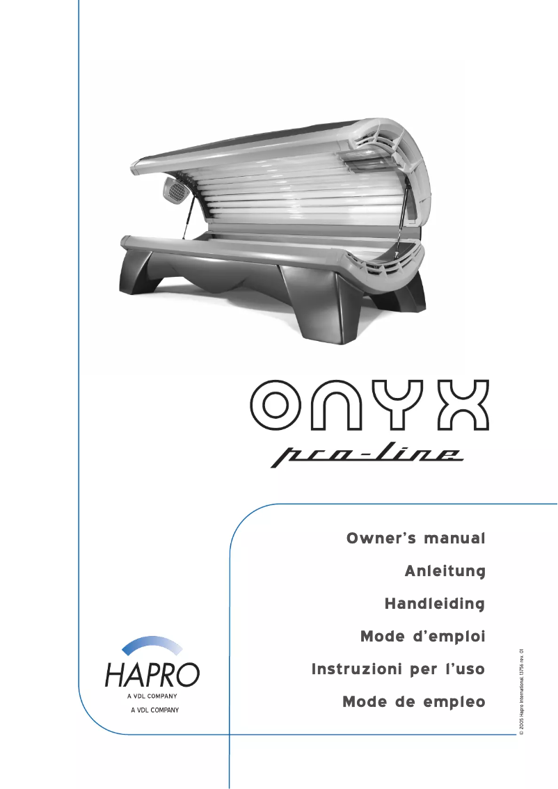 Page 1 de la notice Manuel utilisateur Hapro Onyx Pro-line
