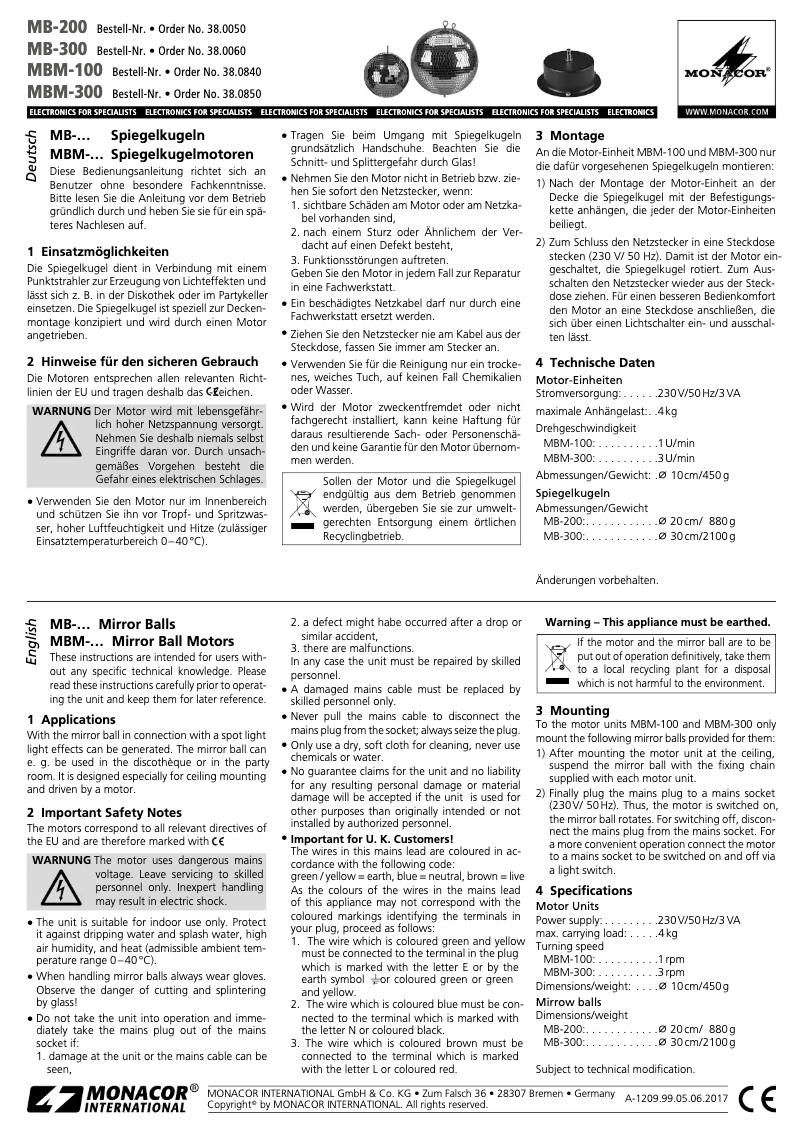 Page 1 de la notice Manuel utilisateur Monacor MBM-100