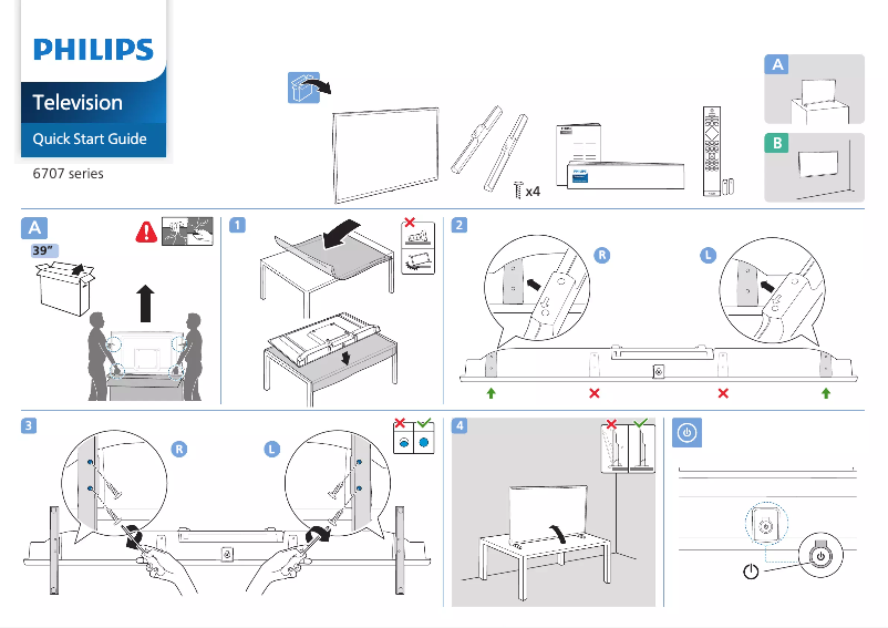Page 1 de la notice Guide de démarrage rapide Philips 39PHS6707