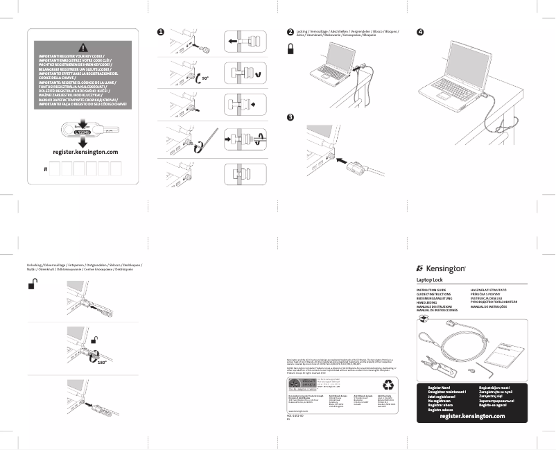 Page n°1 - Manuel utilisateur Kensington Clicksafe K64637WW