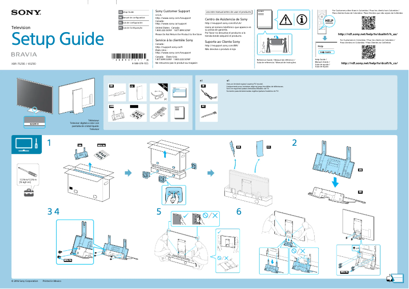 Page 1 de la notice Guide d'installation Sony Bravia XBR-75Z9D