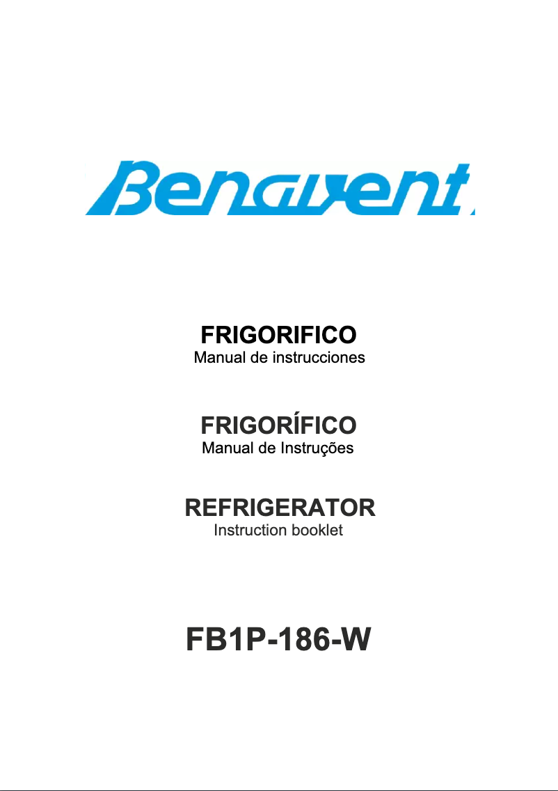 Page 1 de la notice Manuel utilisateur Benavent FB1P186W