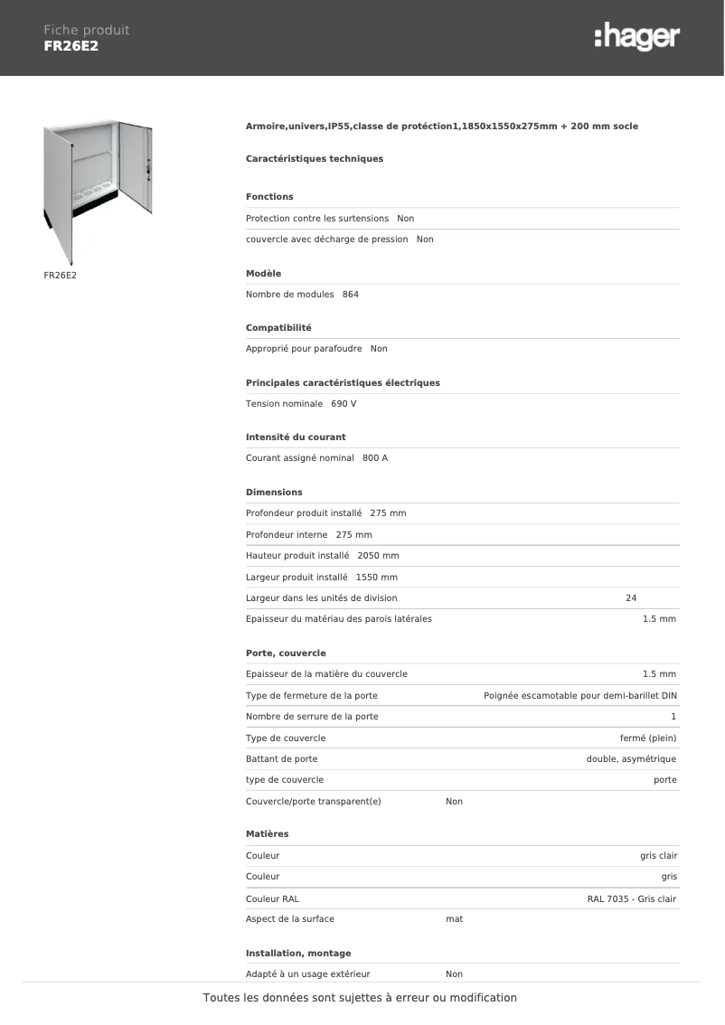 Image de la première page du manuel de l'appareil FR26E2