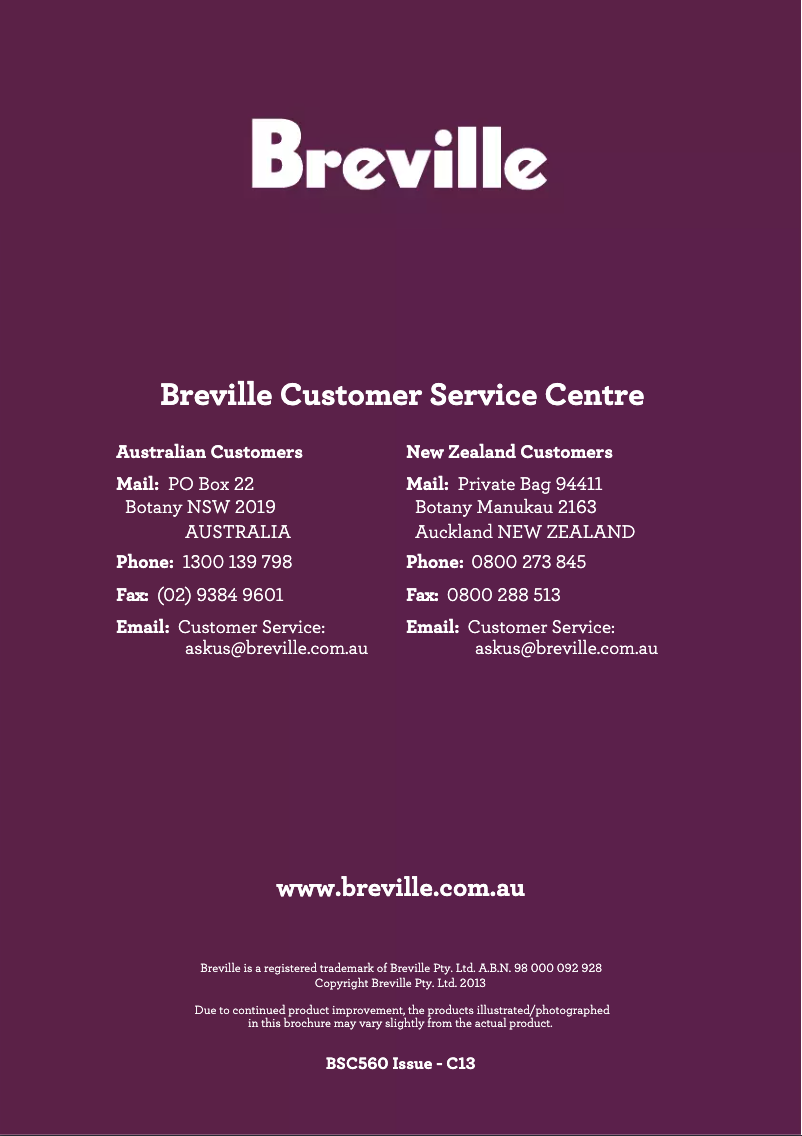 Page 1 de la notice Manuel utilisateur Breville the Flavour Maker BSC560