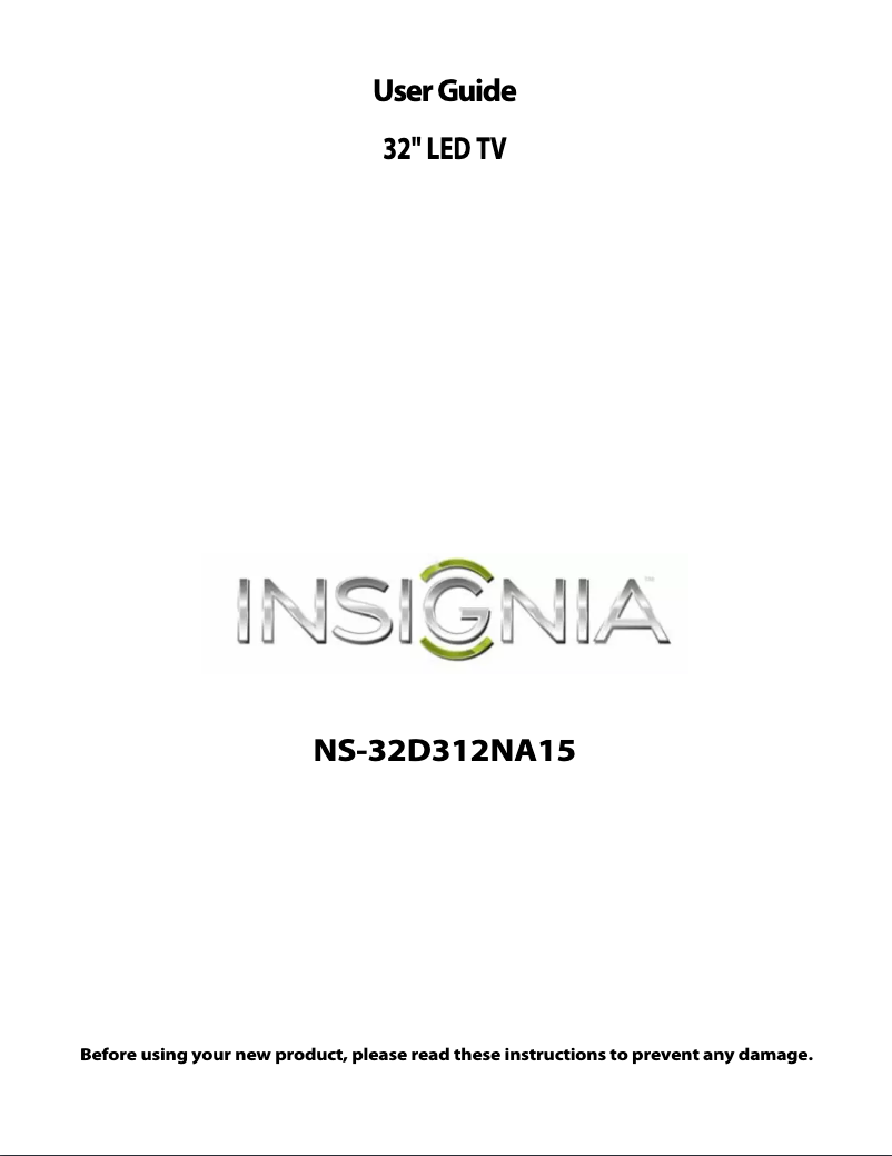 Page 1 de la notice Manuel utilisateur Insignia NS-32D312NA15