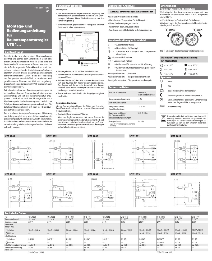 Page n°1 - Manuel utilisateur Eberle UTE 1011