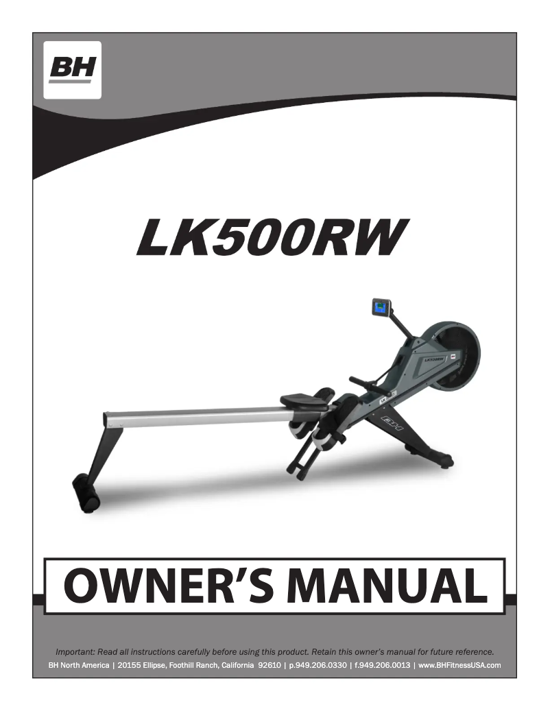 Page 1 de la notice Manuel utilisateur BH Fitness LK500RW