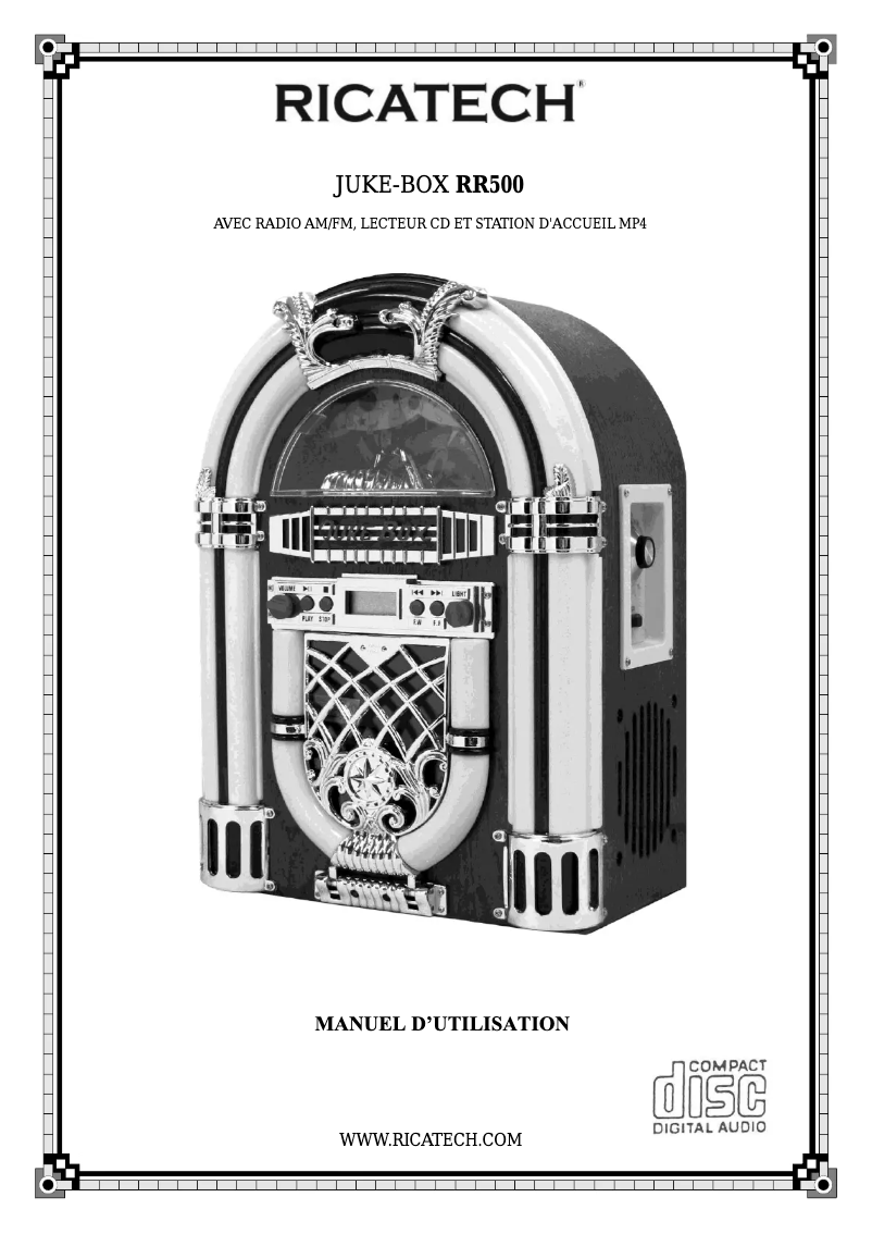 Page 1 de la notice Manuel utilisateur Ricatech RR500