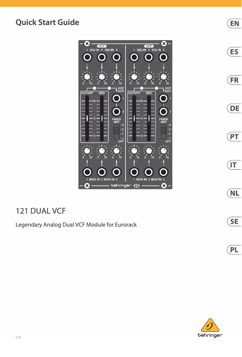 Page n°1 - Guide de démarrage rapide Behringer 121 Dual VCF