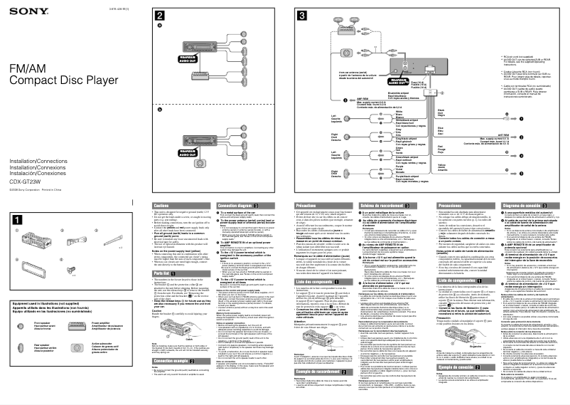 Página 1 del manual Guía de instalación Sony CDX-GT23W