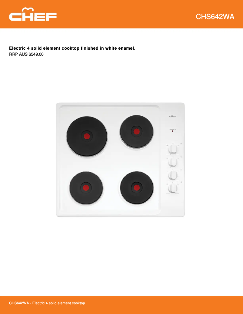 Página 1 del manual Ficha técnica Chef CHS642WA