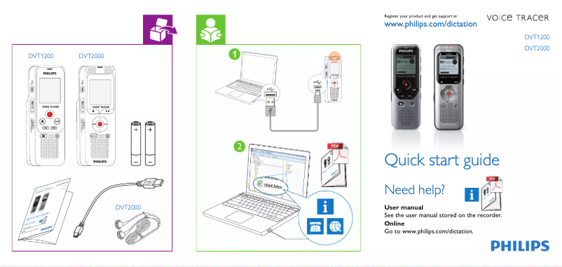 Page 1 of the manual User Manual Philips Voice Tracer DVT1200