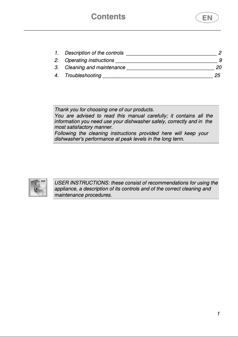Page 1 de la notice Manuel utilisateur Teka DW8 45 S