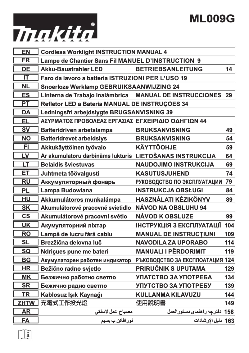 Page 1 de la notice Manuel utilisateur Makita ML009G