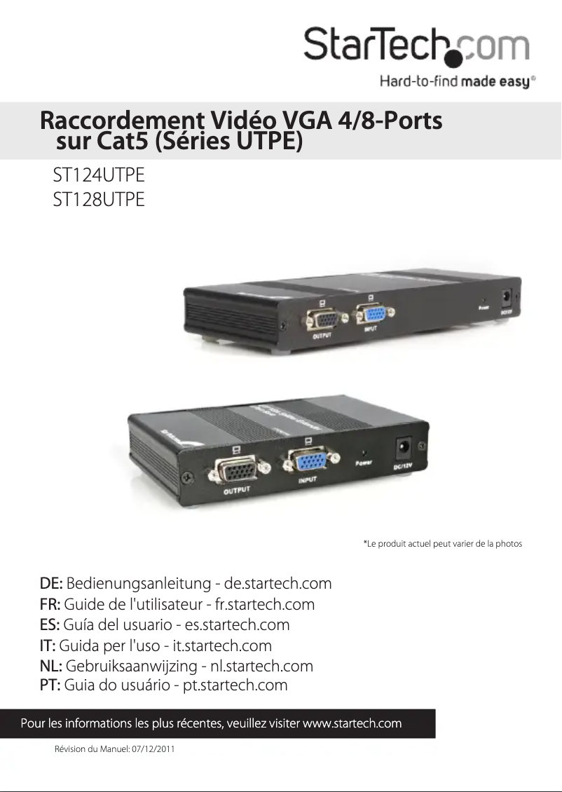 Page 1 de la notice Manuel utilisateur StarTech.com ST128UTPE