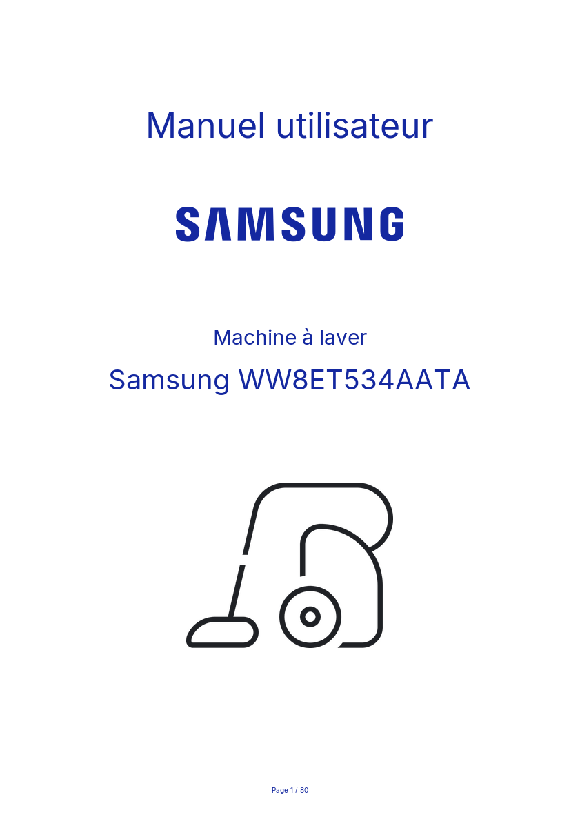 Page n°1 - Manuel utilisateur Samsung WW8ET534AATA