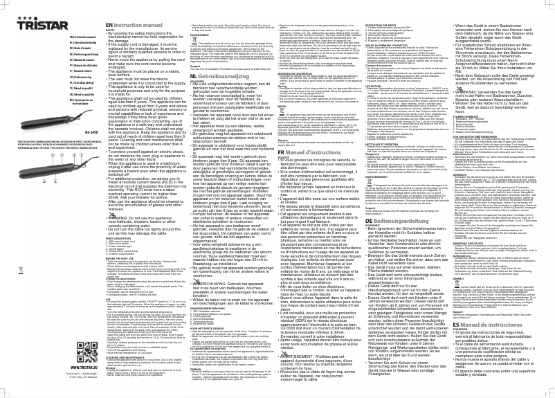 Page 1 de la notice Manuel utilisateur TriStar HD-2410