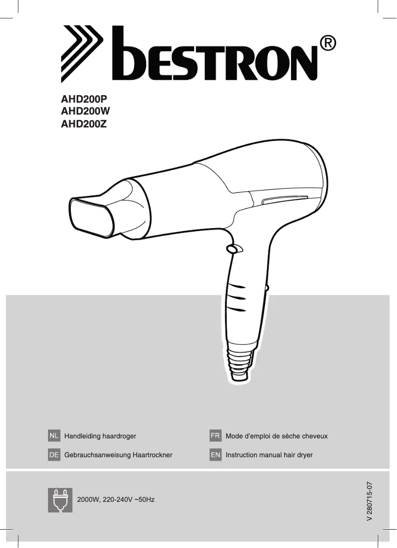 Page 1 de la notice Manuel utilisateur Bestron AHD200Z