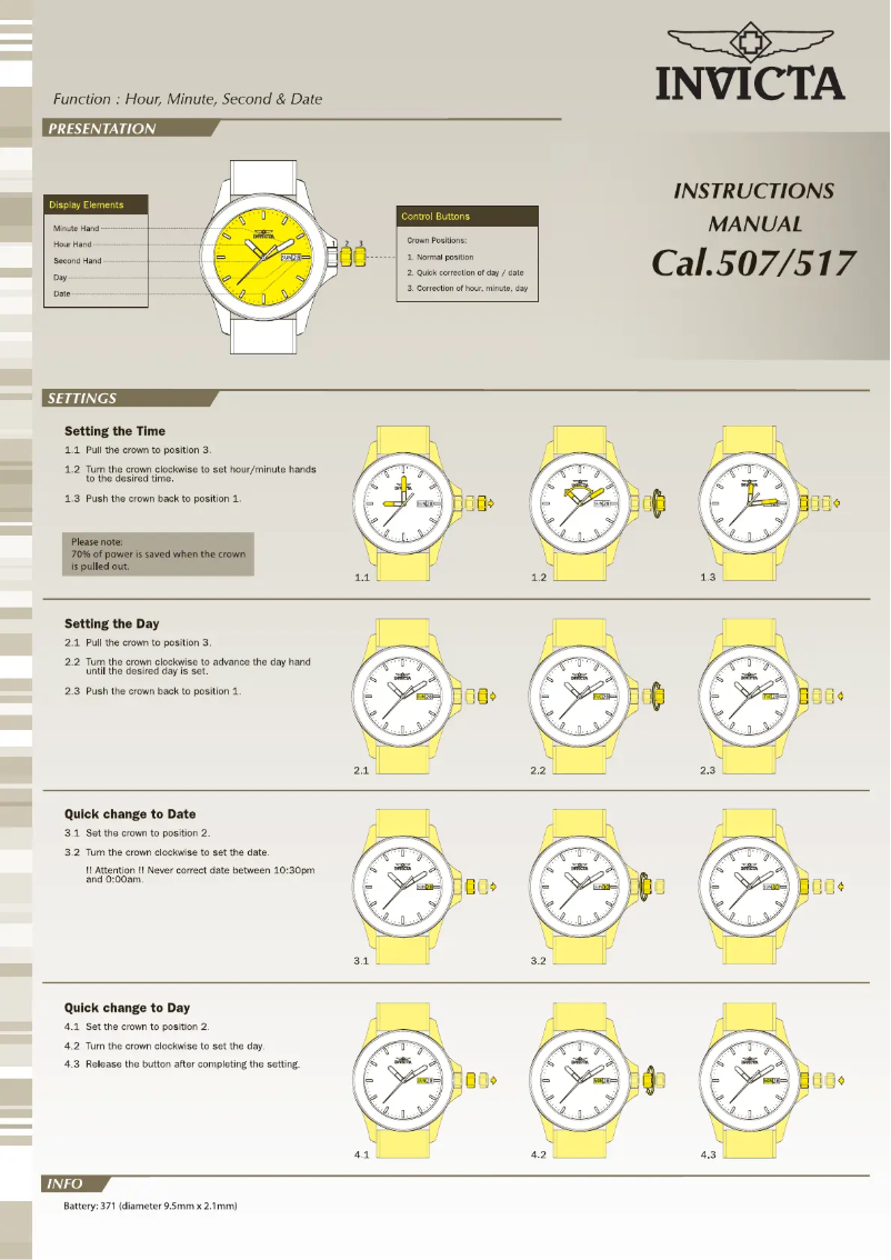 Page 1 de la notice Manuel utilisateur Invicta Pro Diver 28643