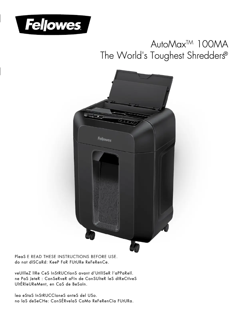 Page n°1 - Manuel utilisateur Fellowes AutoMax 100MA