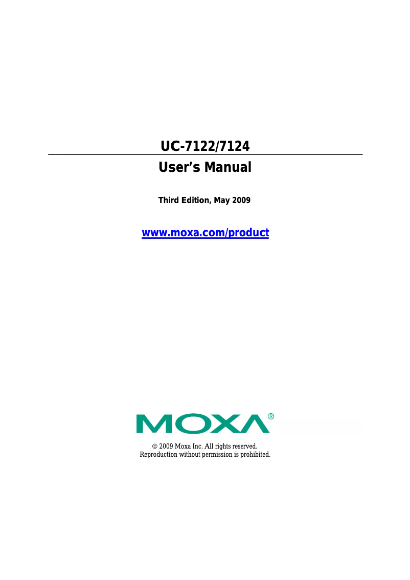 Page 1 de la notice Manuel utilisateur Moxa UC-7122