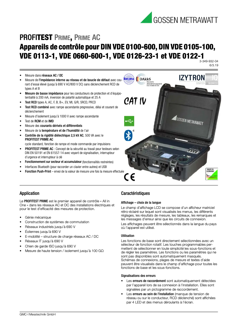 Image de la première page du manuel de l'appareil PROFITEST PRIME