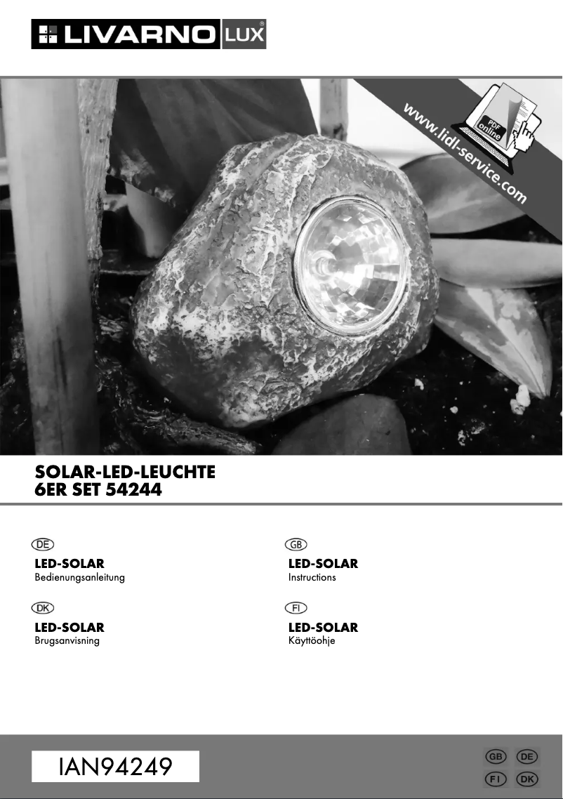 Page 1 de la notice Manuel utilisateur Livarno Lux IAN 94249