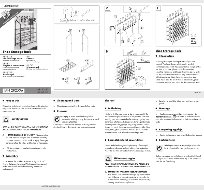 Page 1 de la notice Manuel utilisateur Livarno Lux IAN 282506