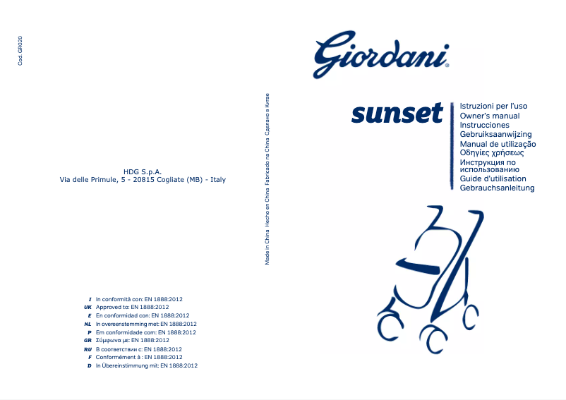 Page 1 de la notice Manuel utilisateur Giordani Sunset