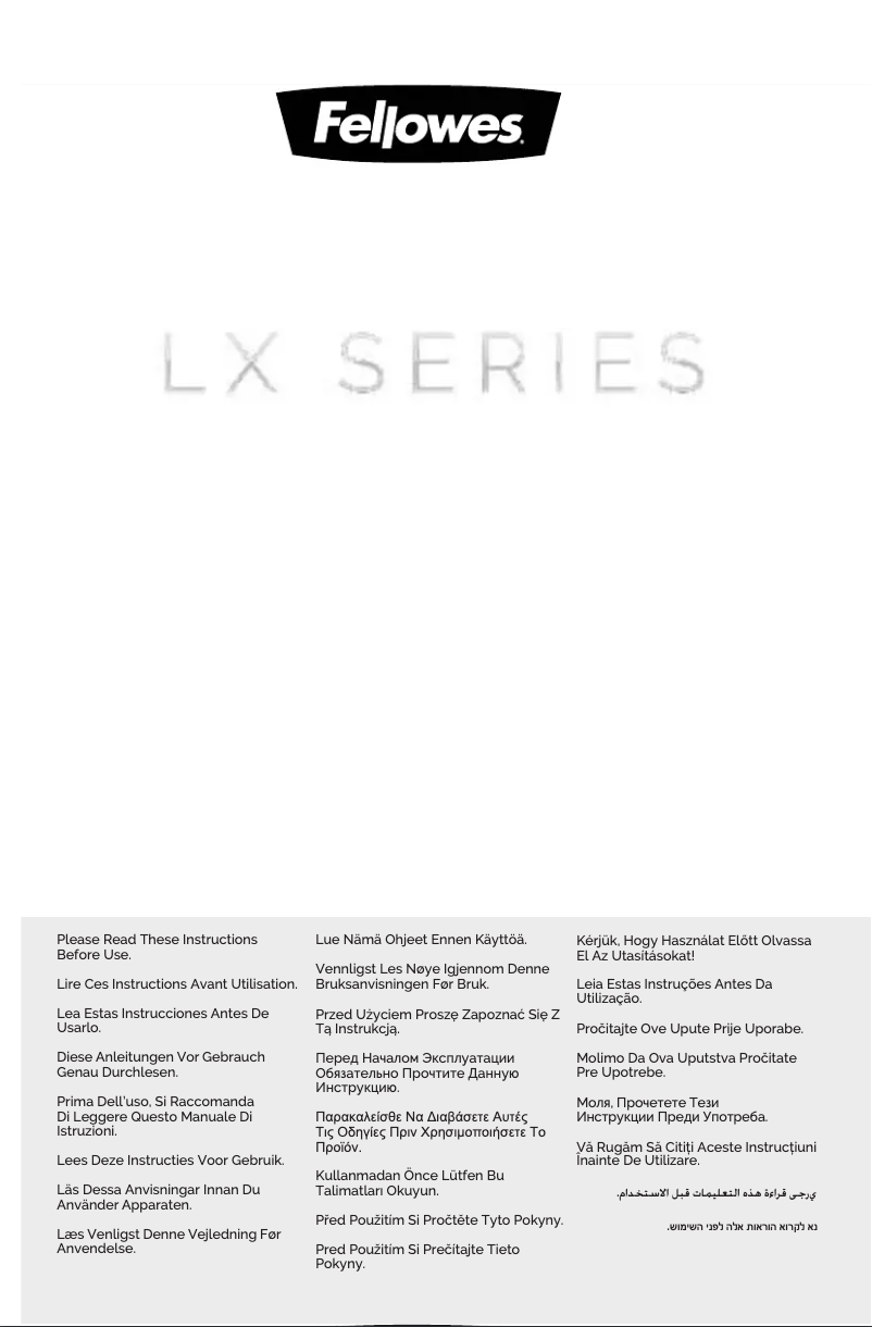 Page 1 de la notice Manuel utilisateur Fellowes Powershred LX211