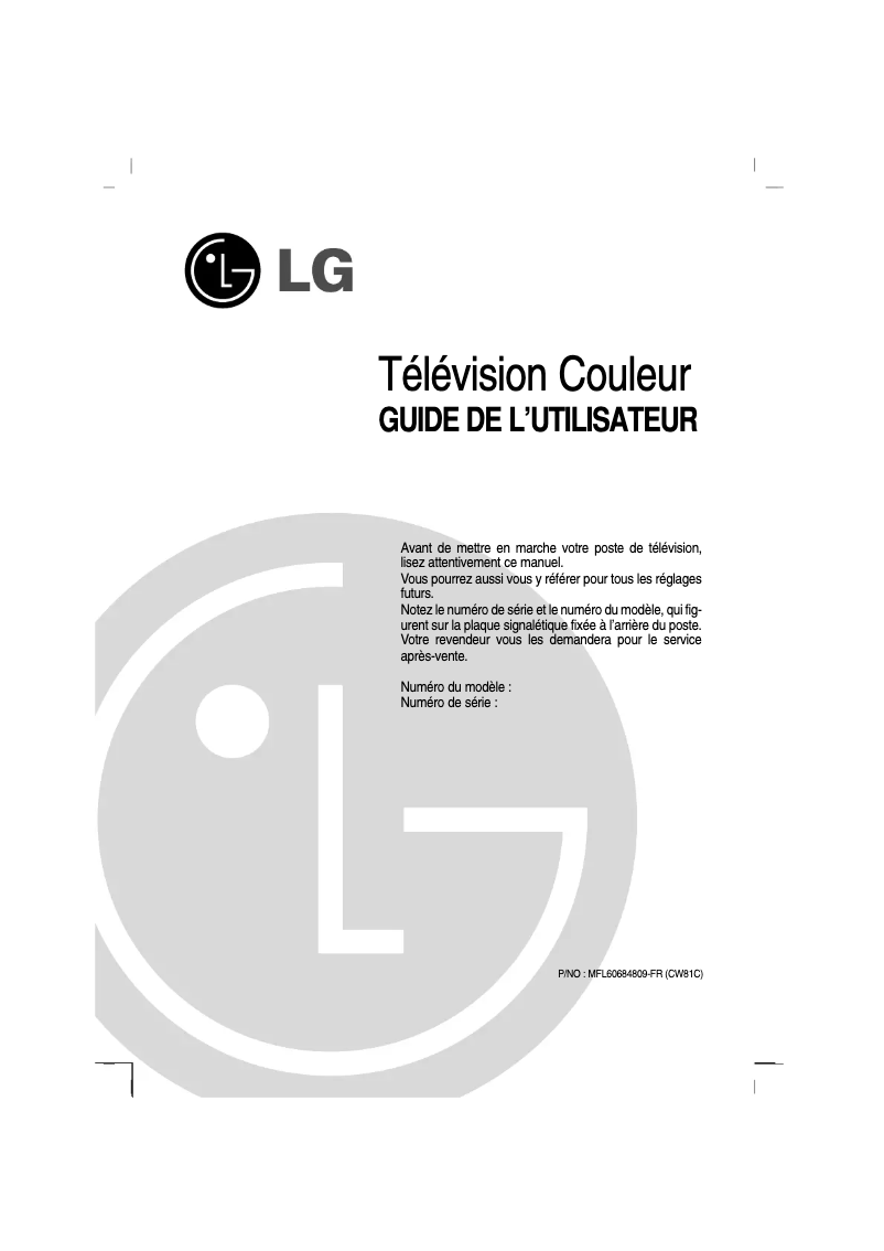 Page 1 de la notice Manuel utilisateur LG 21FK2RG