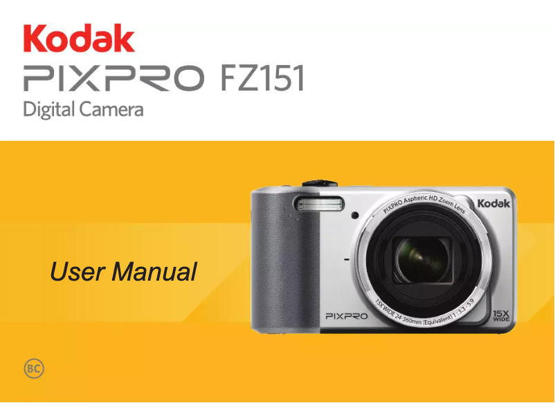 Page 1 de la notice Manuel utilisateur Kodak Pixpro FZ151